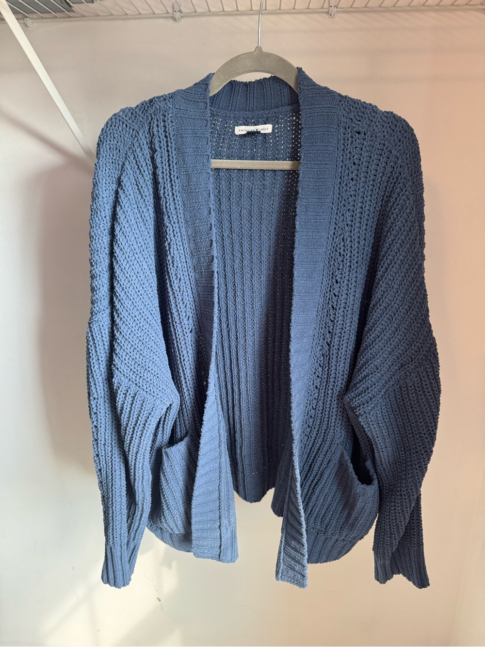 American Eagle - Open-Front Knit Cardigan Sweater - Blue